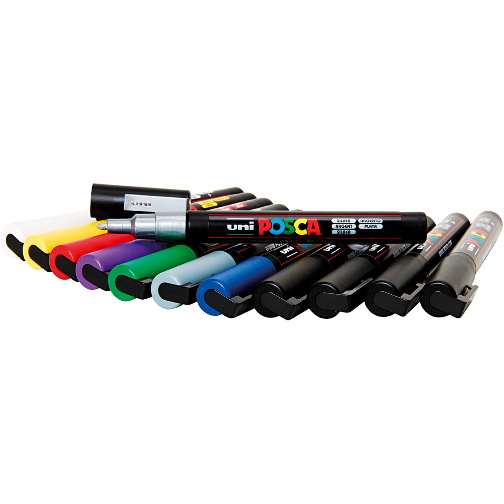 Posca Marker, assorted colours, no. PC-3M, line 0,9-1,3 mm, 12 pc
