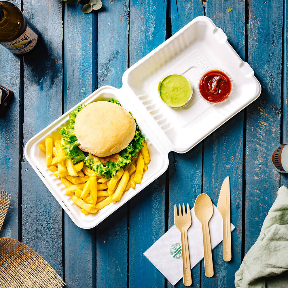 Bowl with lid Sugarcane 22x18.5x7 cm (200 pieces)