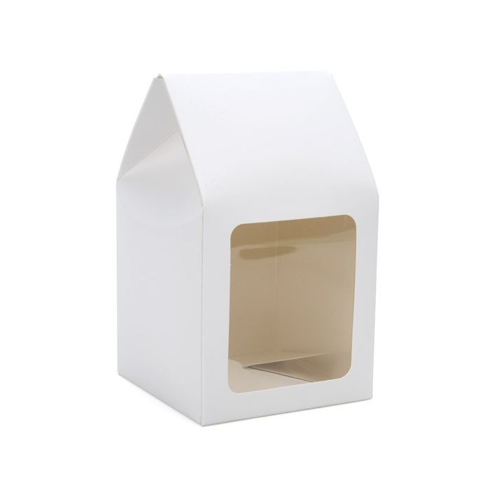 Kraft Gift Boxes with Window glossy White 9x9x16.5cm