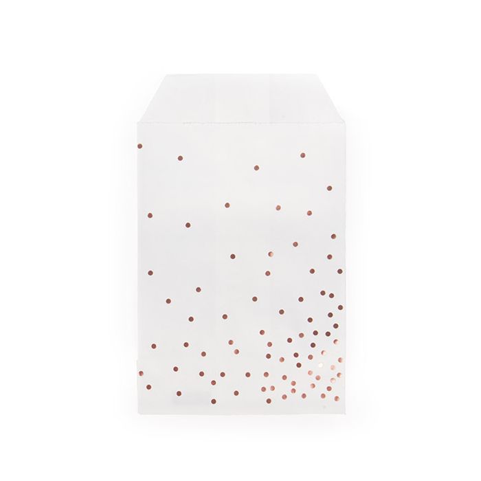Paper Bags White with Rose Gold Dots 7,6x12,7 cm