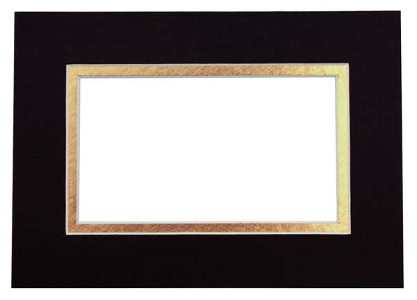 Mount Board Double thick Black/Gold 27.9x35.6cm with 19.4x24.5cm Window