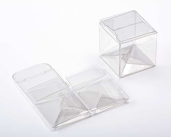 Plastic Gift Boxes 5.1x5.1x5.1cm Crystal Clear with Autolock Bottom