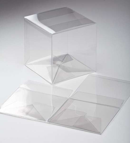 Plastic Gift Boxes 12.7x12.7x12.7cm with Autolock Bottom