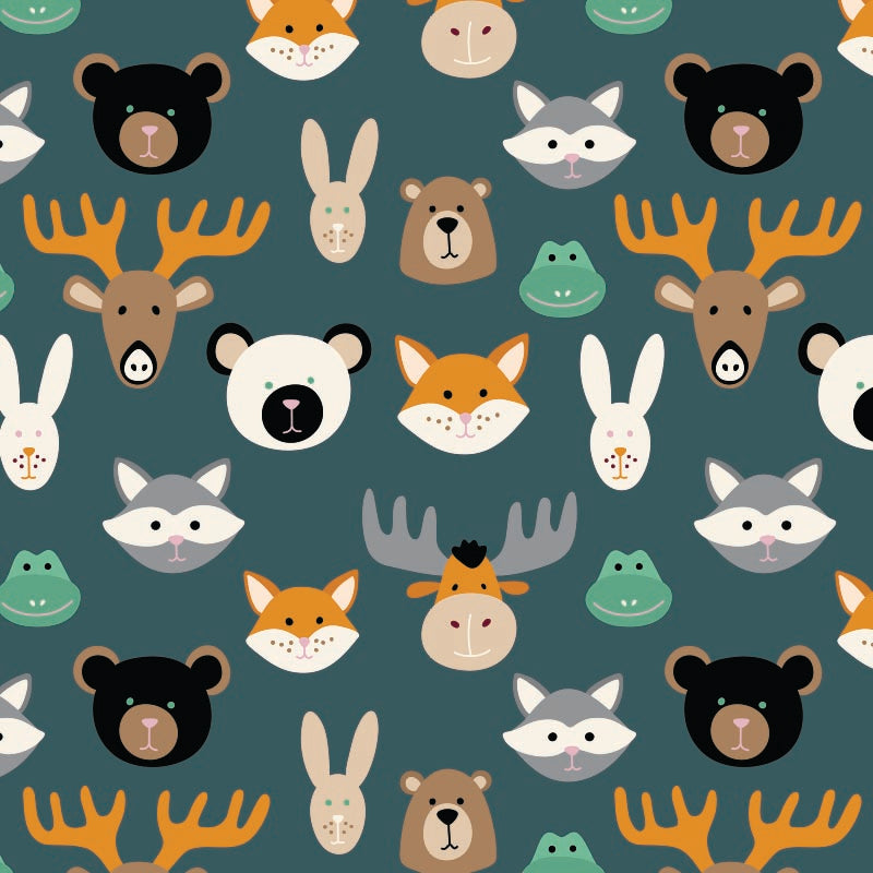 Coated giftpaper on a roll Wild animals green 30cm wide (1 pc.)