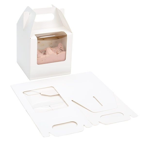 White Paper Handle Box 10.2x10.2x10.2 cm w/ Window