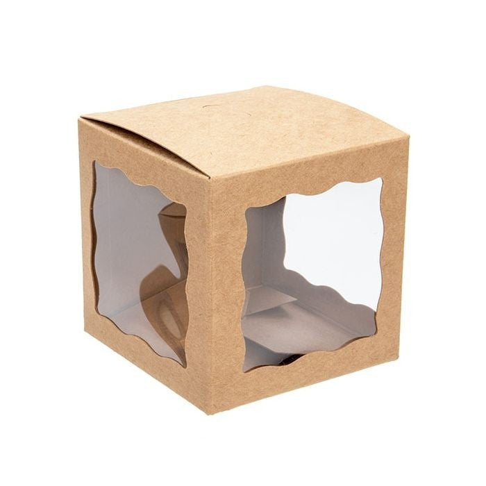 Boite en kraft avec fenètres sur 3 cotés 7.5x7.5x7.5 cm (25 pièces) [WKRG345)