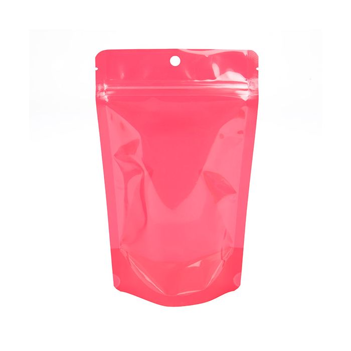 Stand Up Pouch Neon Pink 13x7.9x20.6 cm w/ Hang Hole