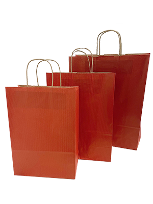 Paper Carrier Bags dark Red 22+10x31cm Kraft 90 grams