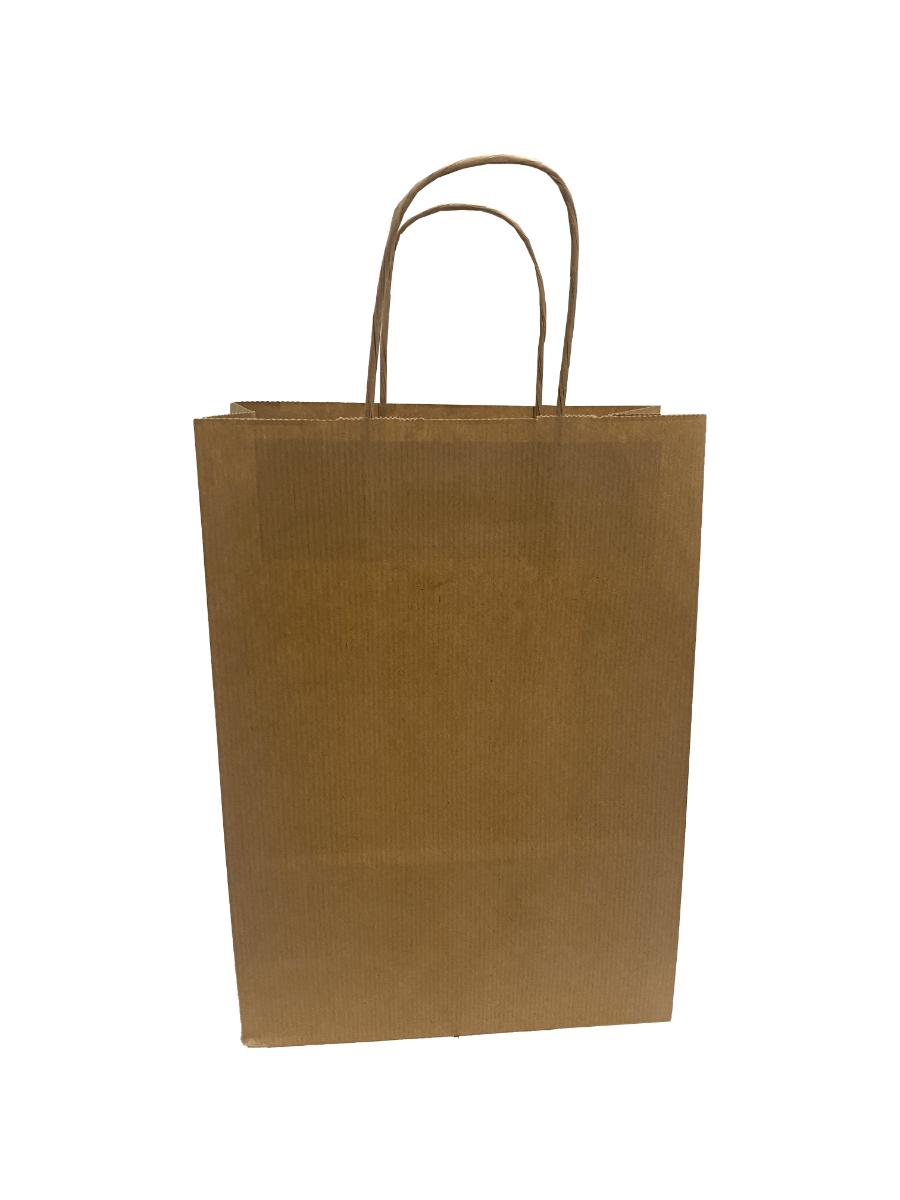 Paper Carrier Bags Brown 22x10x31cm Kraft 90 grams with twisted handles