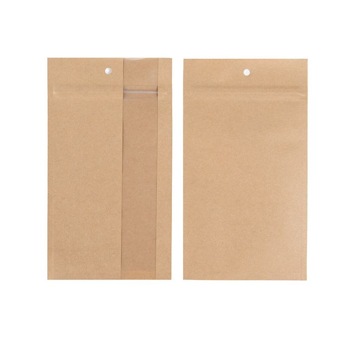Grip Seal Bags Kraft With Vertical Window 10.2x16.5 cm