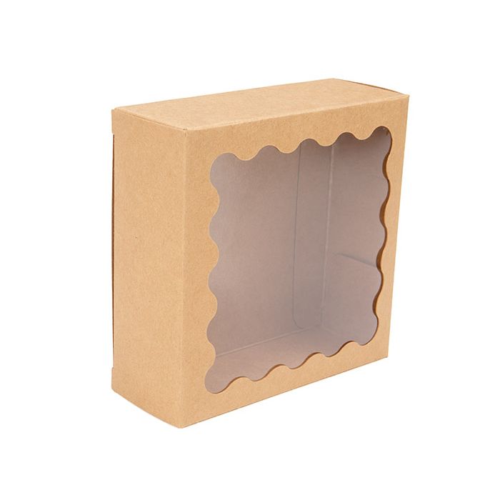 Kraft Boxes With Scalloped window 10,8x4,1x10,8 cm