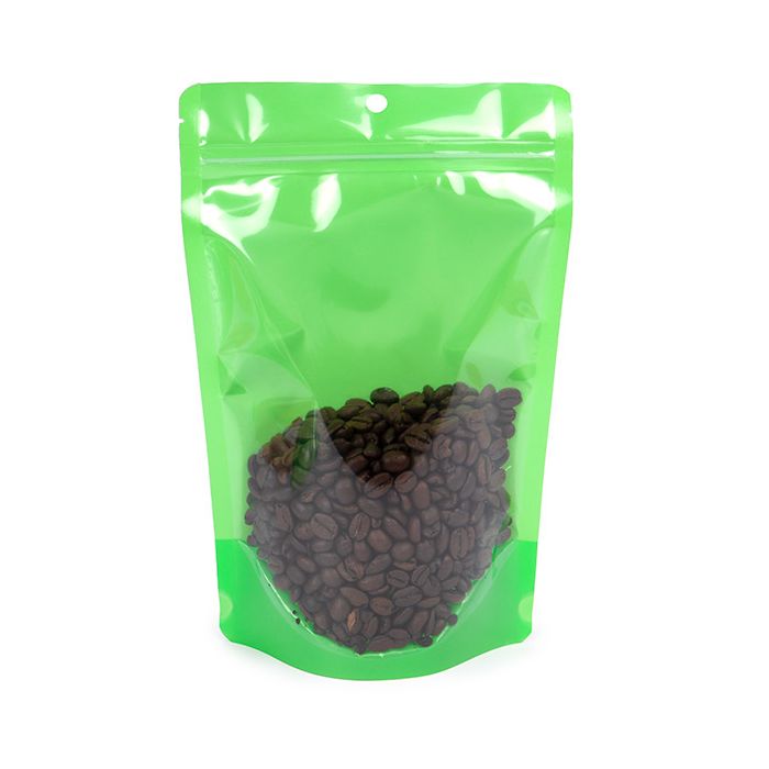 Stand Up Pouches Transparent/Neon Green 14,9x8,9x23,2 cm