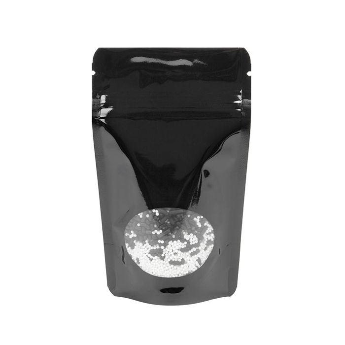 Stand Up Pouches Black with oval Window 8x5x13cm | 28 grams