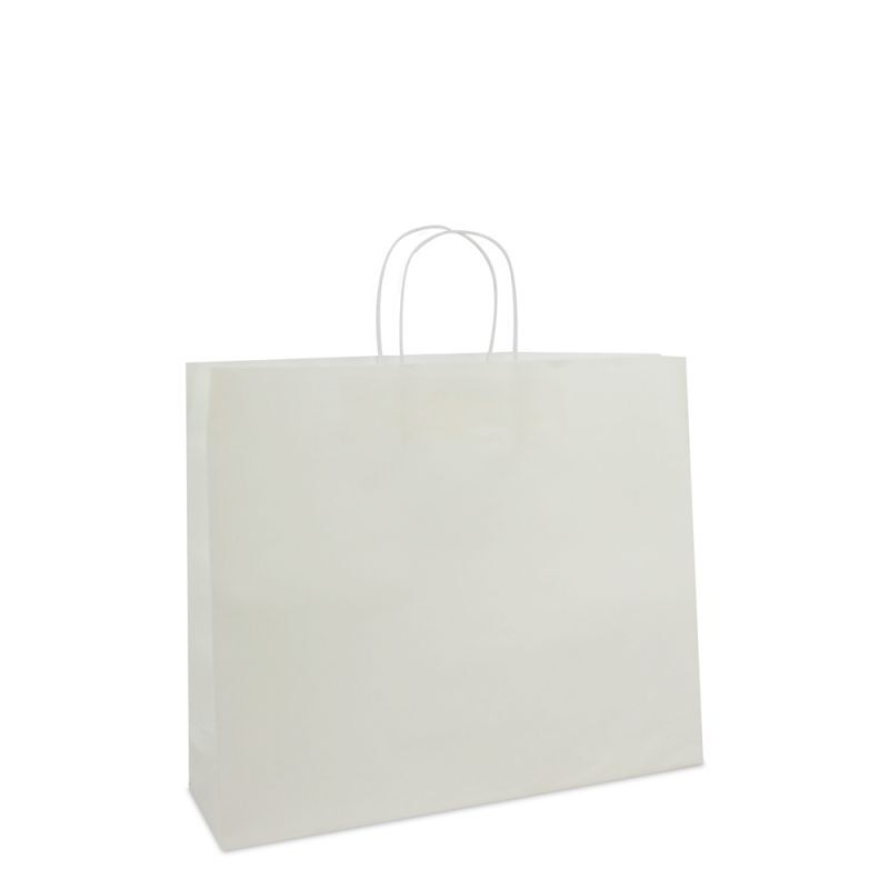 Sac à poignées torsadées en papier de luxe avec fond en carton 42+12x35 cm Blanc (100 pcs) [FP-001042]