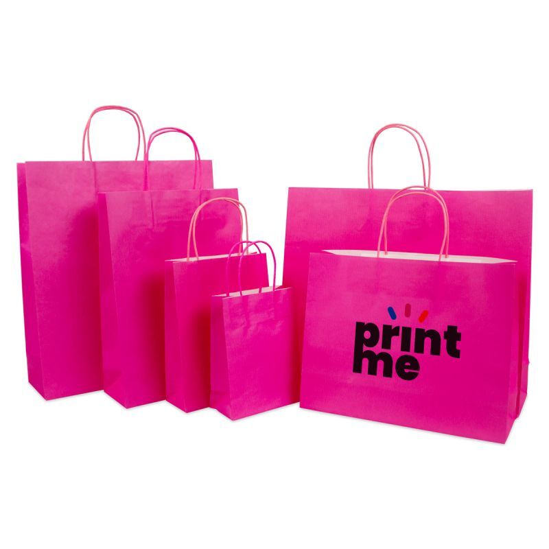 Sac à poignées torsadées en papier de luxe avec fond en carton 14+7x19 cm Rose (250 pcs) [FP-003019]