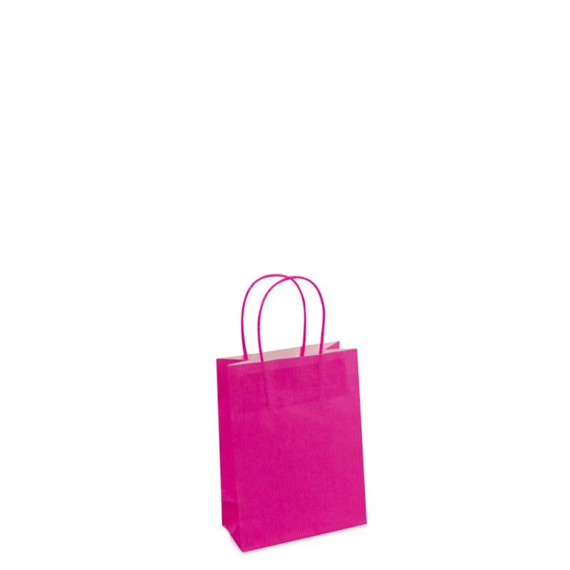 Sac à poignées torsadées en papier de luxe avec fond en carton 14+7x19 cm Rose (250 pcs) [FP-003019]