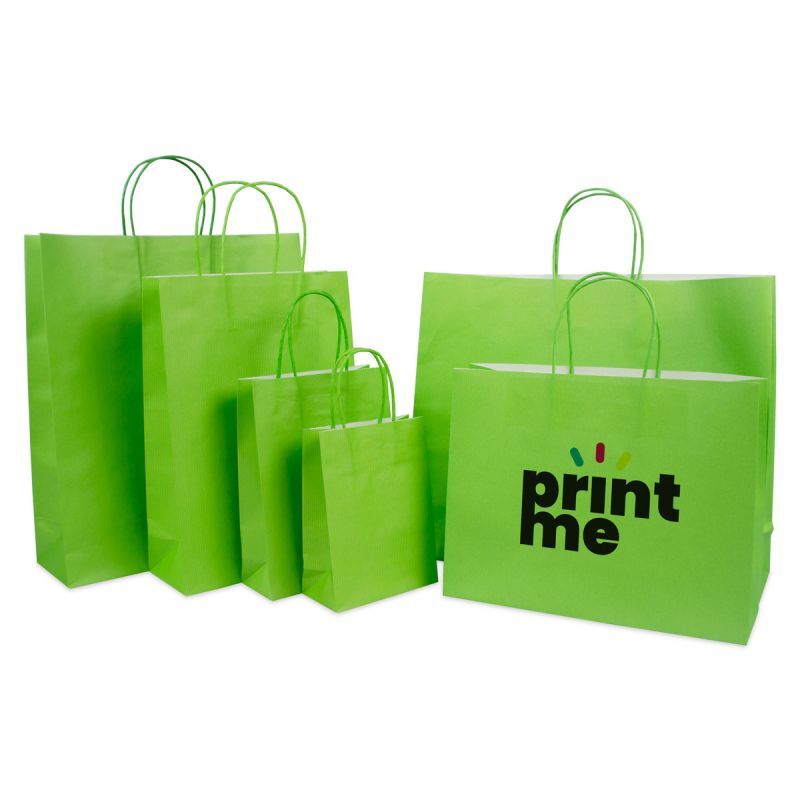 Sac à poignées torsadées en papier de luxe avec fond en carton 14+7x19 cm Vert (250 pcs) [FP-004019]