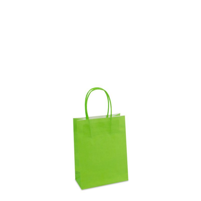 Sac à poignées torsadées en papier de luxe avec fond en carton 14+7x19 cm Vert (250 pcs) [FP-004019]