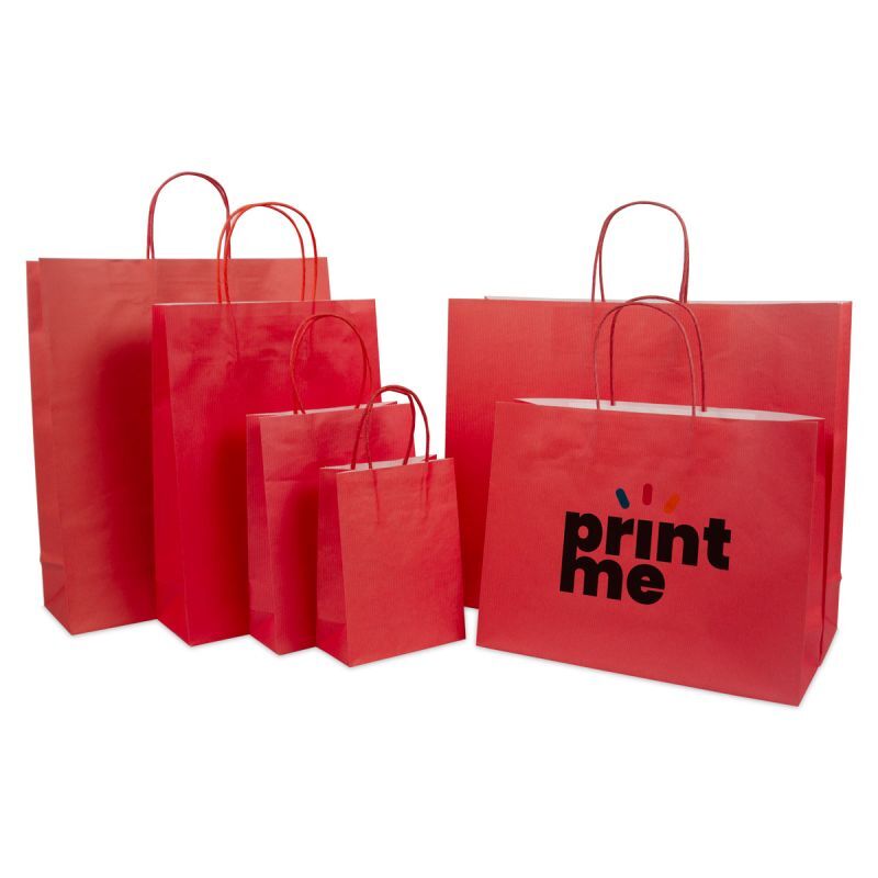 Sac à poignées torsadées en papier de luxe avec fond en carton 14+7x19 cm Rouge (250 pcs) [FP-006019]