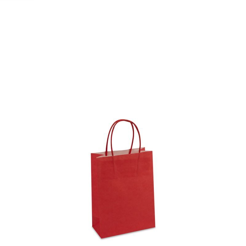Sac à poignées torsadées en papier de luxe avec fond en carton 14+7x19 cm Rouge (250 pcs) [FP-006019]