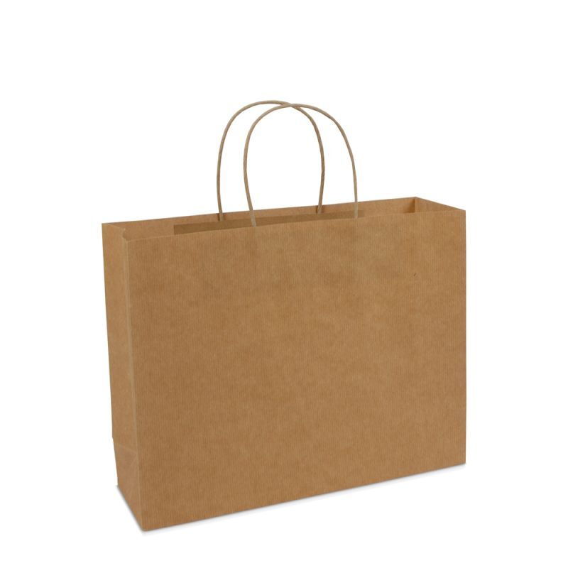 Sac à poignées torsadées en papier de luxe avec fond en carton 32+10x25 cm Marron (100 pcs) [FP-008032]