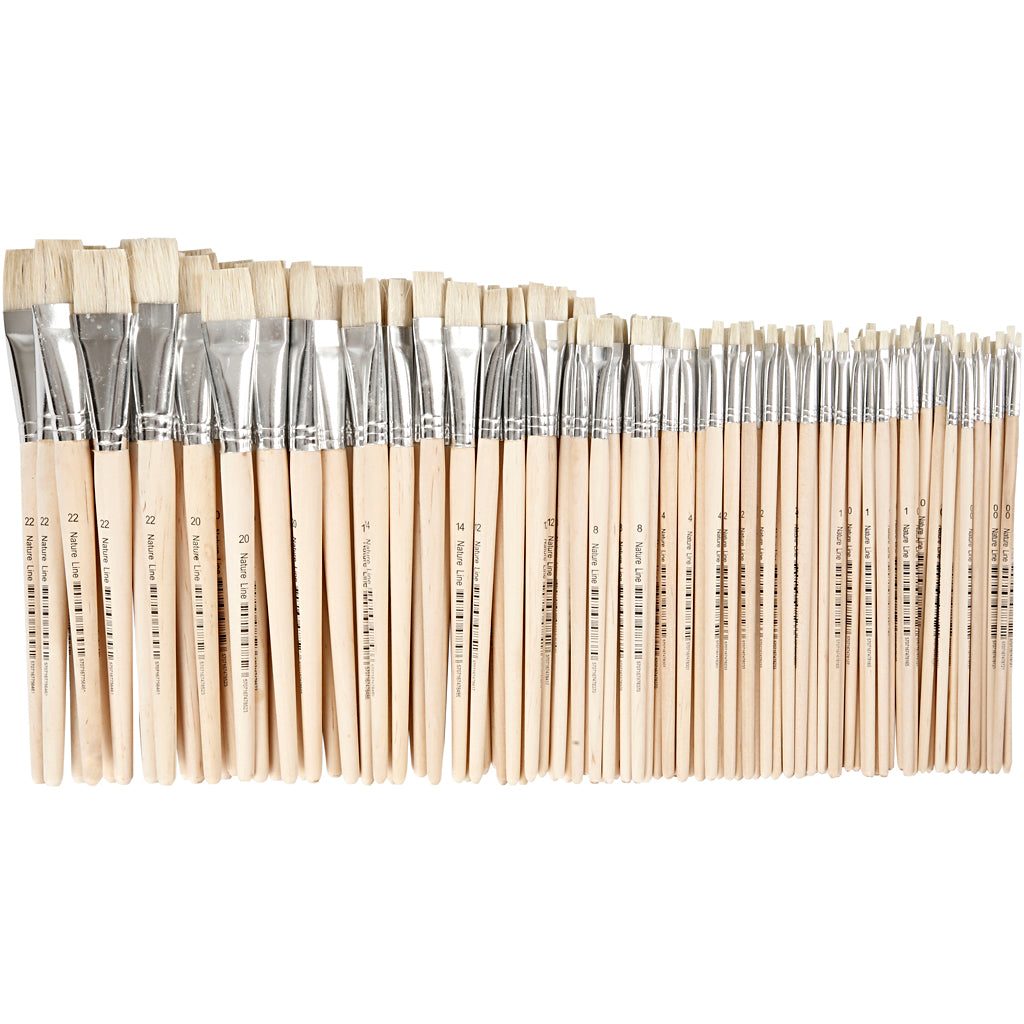 Pinceau Nature Line, dim. 00+0+1+2+4+8+12+14+20+22, L : 17,5-20,5 cm, L : 3-22 mm, Plat, 10x12 pièces/ 1 Pq. [HOB-10648]