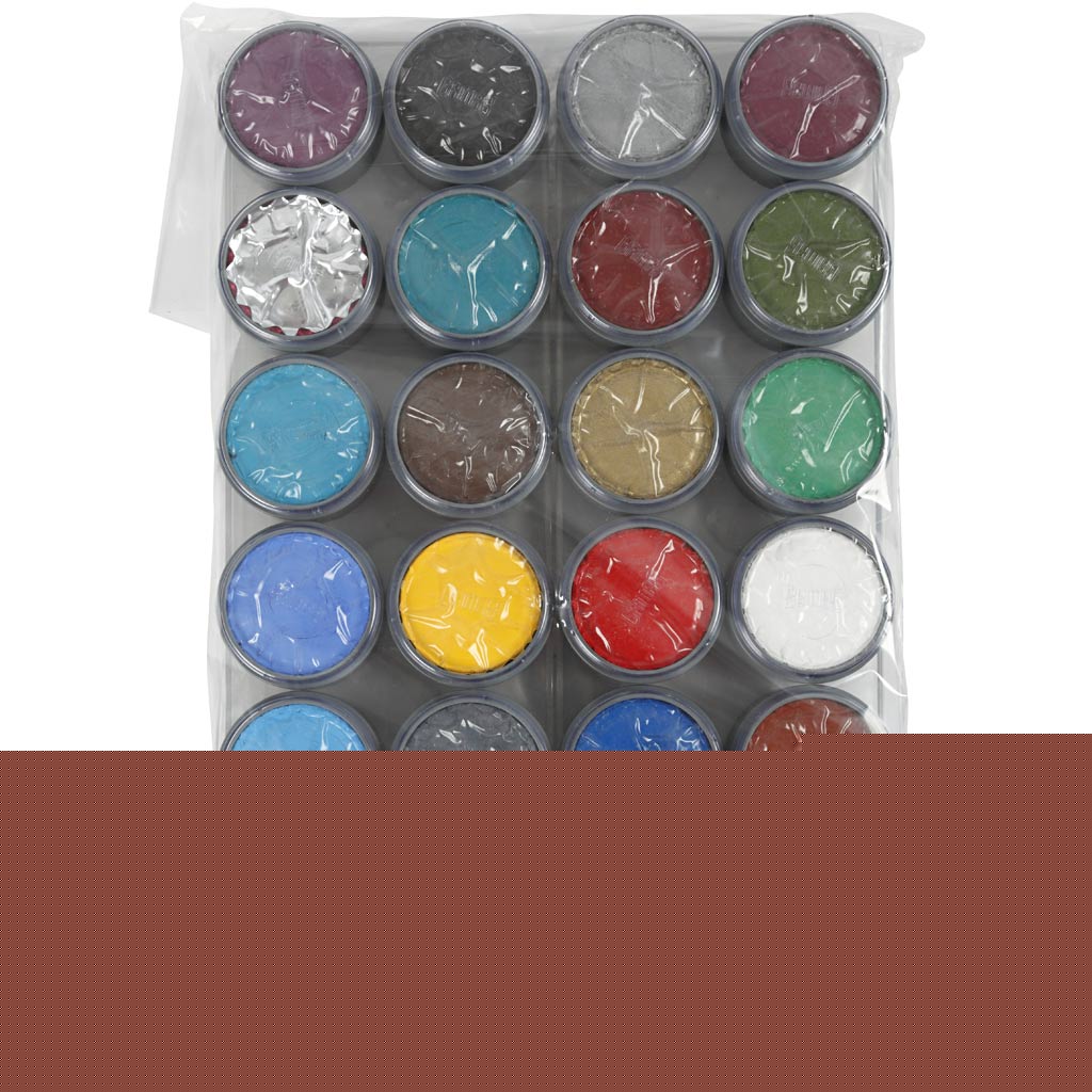 Water-based Face Paint Palette, assorted colours, 24x15 ml