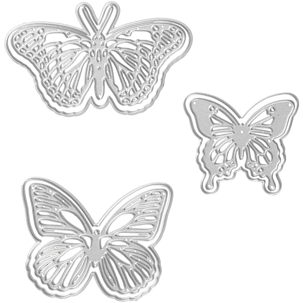 Die Cut and Embossing Folder, butterfly, size 5x4,5+6,5x5+8x4,5 cm
