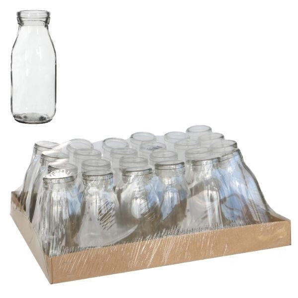 Bouteille de lait en verre 250ml 14cm de haut Ø 6cm (plateau avec 24 pièces) [IFS-129191]