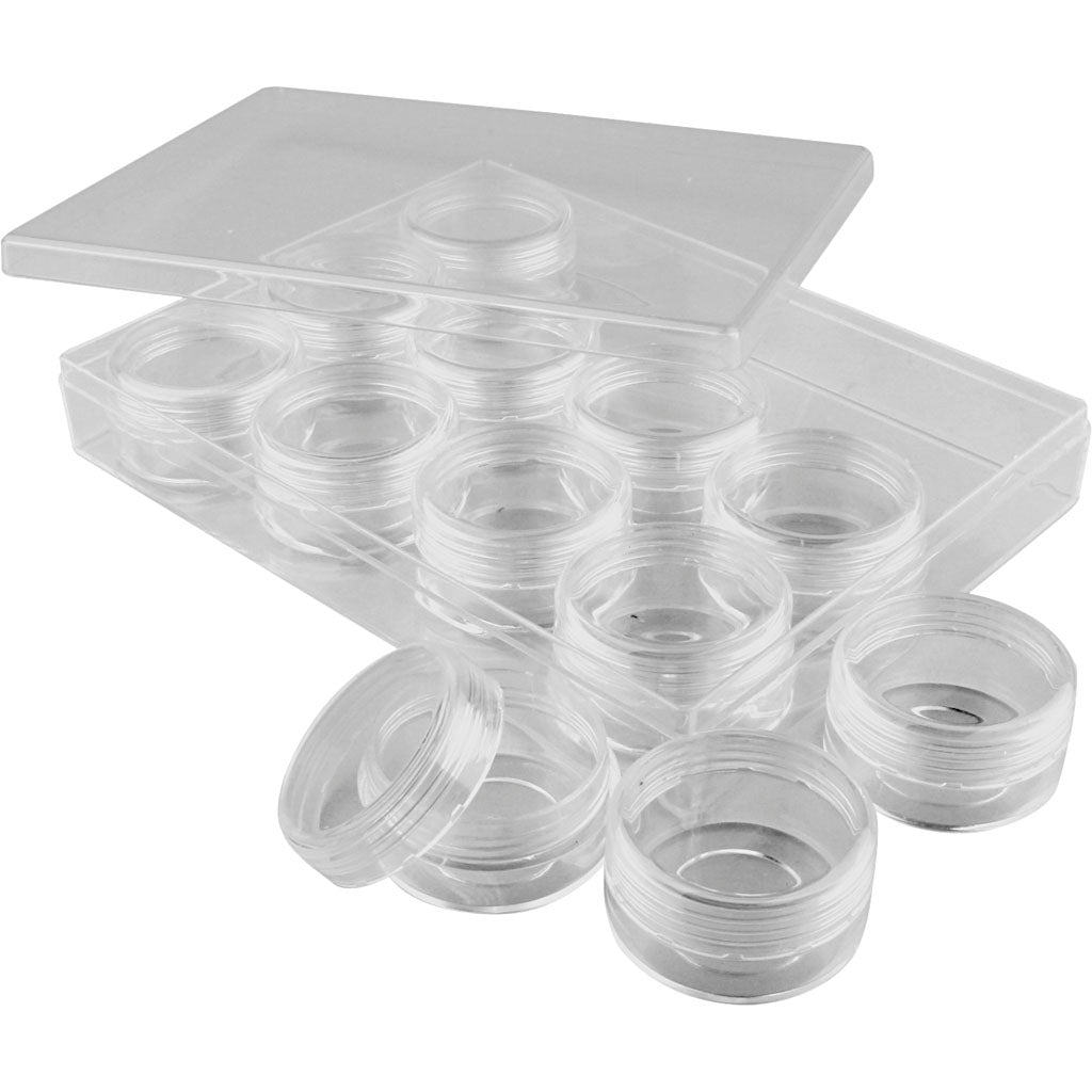 Storage Containers, H: 20 mm, dia. 35 mm, 10 ml, 12 pc/ 1 set