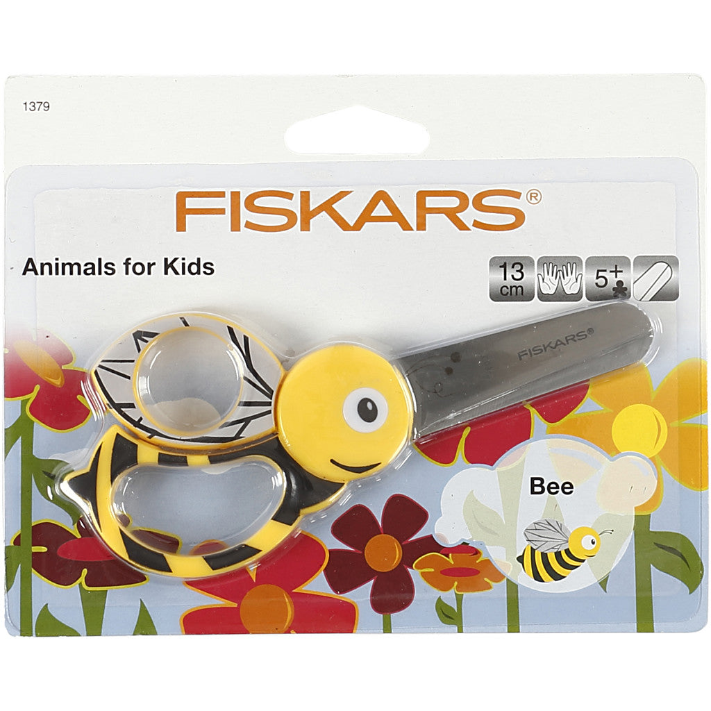 Fiskars Ciseaux Animaux pour Enfants, Abeille, L : 13 cm, 1 pièce [HOB-1379]