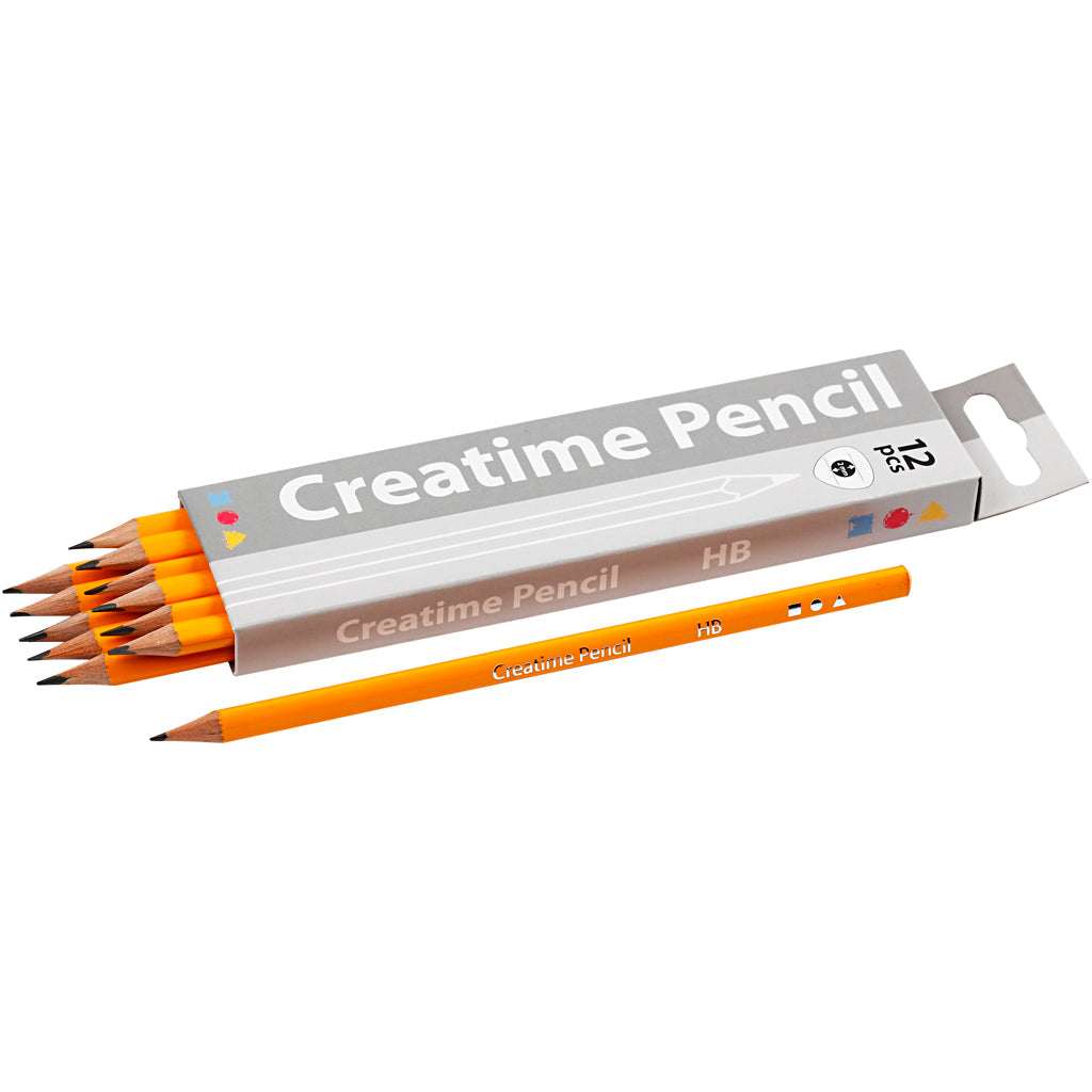 School Pencils, L: 17,5 cm, HB, thickness 7 mm, lead 2 mm, 12 pc