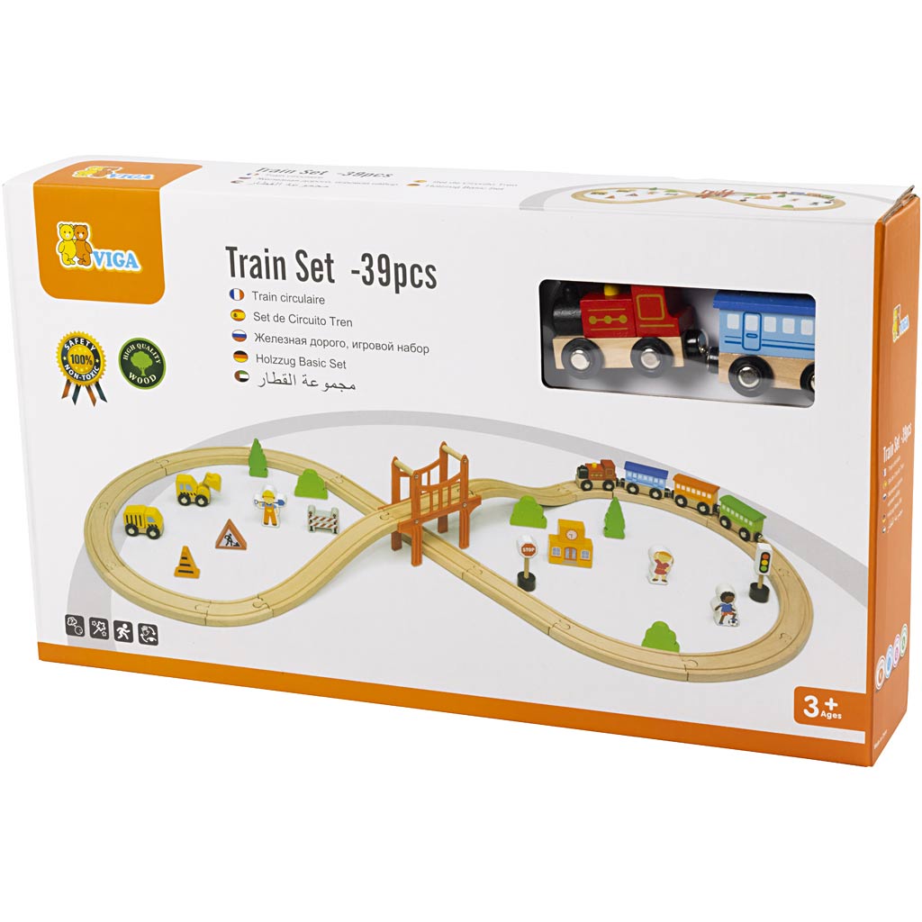 Set de 8 Rails de Train VIGA, 39 morceaux/ 1 Pq. [HOB-14340387]