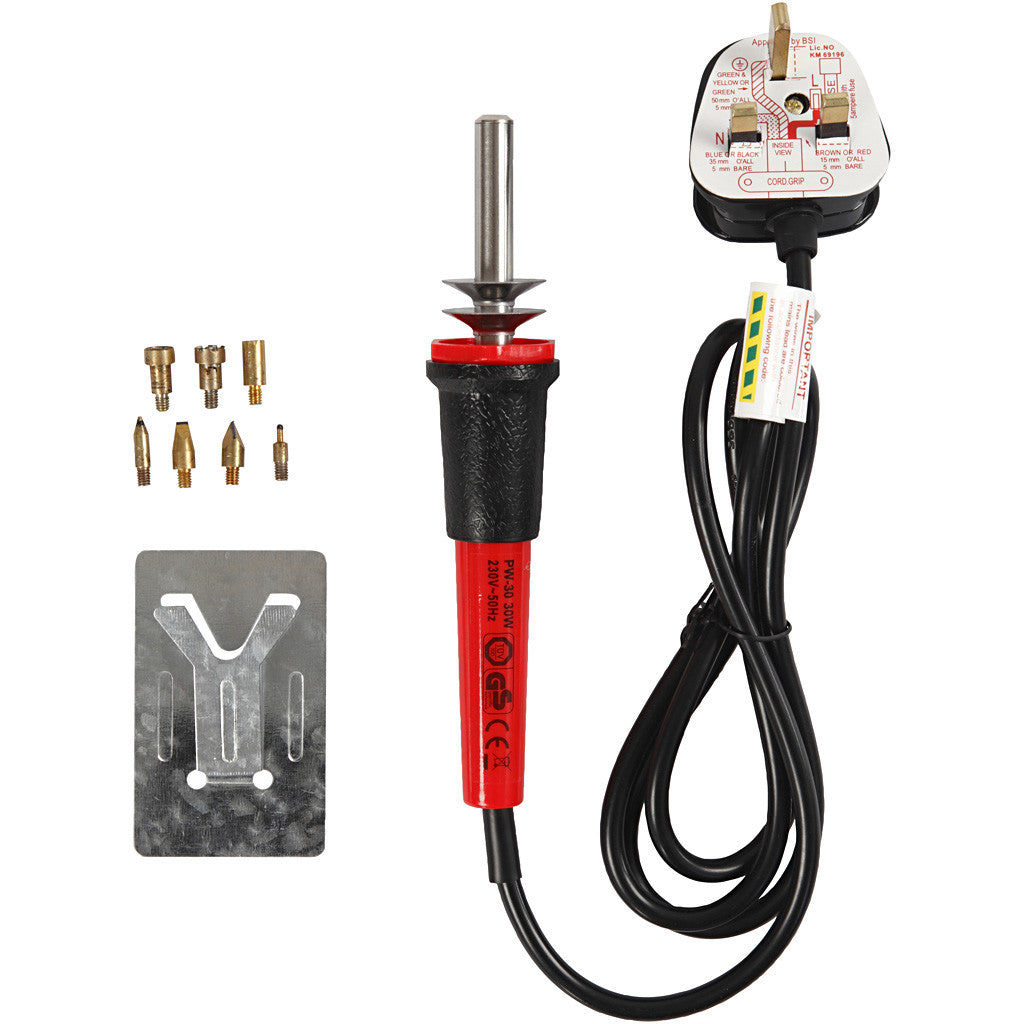 Set de pyrogravure, dim. 19x3 cm, UK, noir, rouge, 1 pièce [HOB-15133]