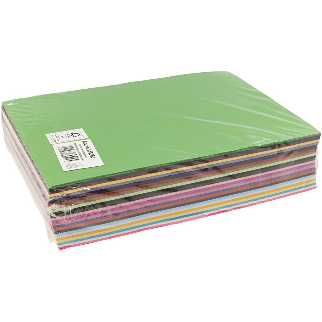 Papier à découper ton sur ton, A4, 130 gr, 20x25 flles ass., 500 flles/ 1 Pq. [HOB-155000]