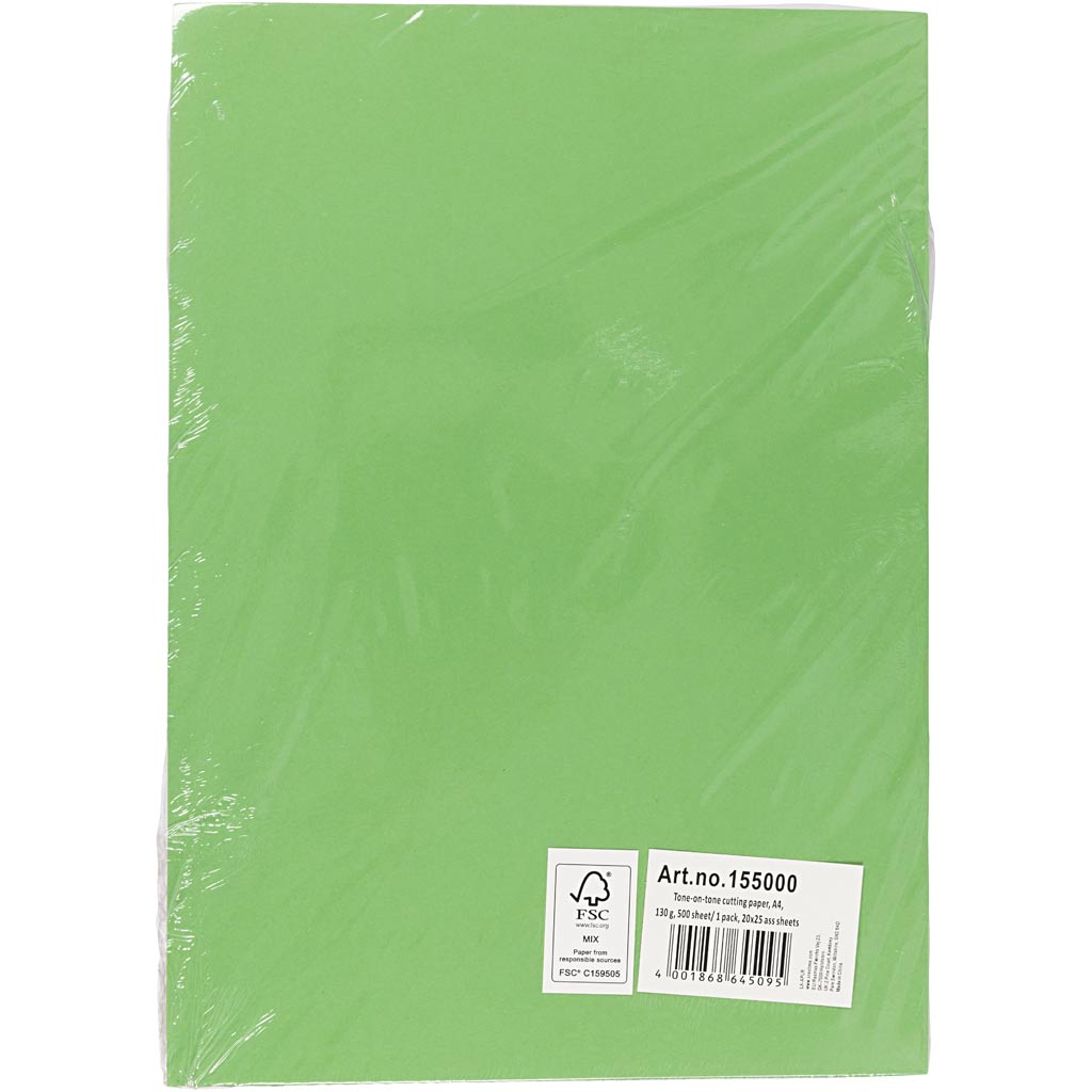 Papier à découper ton sur ton, A4, 130 gr, 20x25 flles ass., 500 flles/ 1 Pq. [HOB-155000]