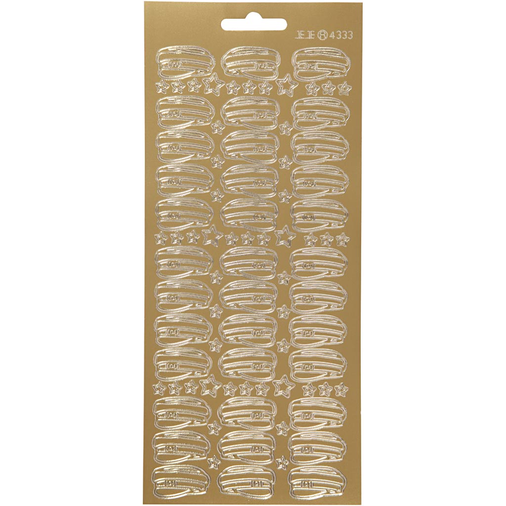 Stickers, hat, sheet 10x23 cm, gold, 1 sheet