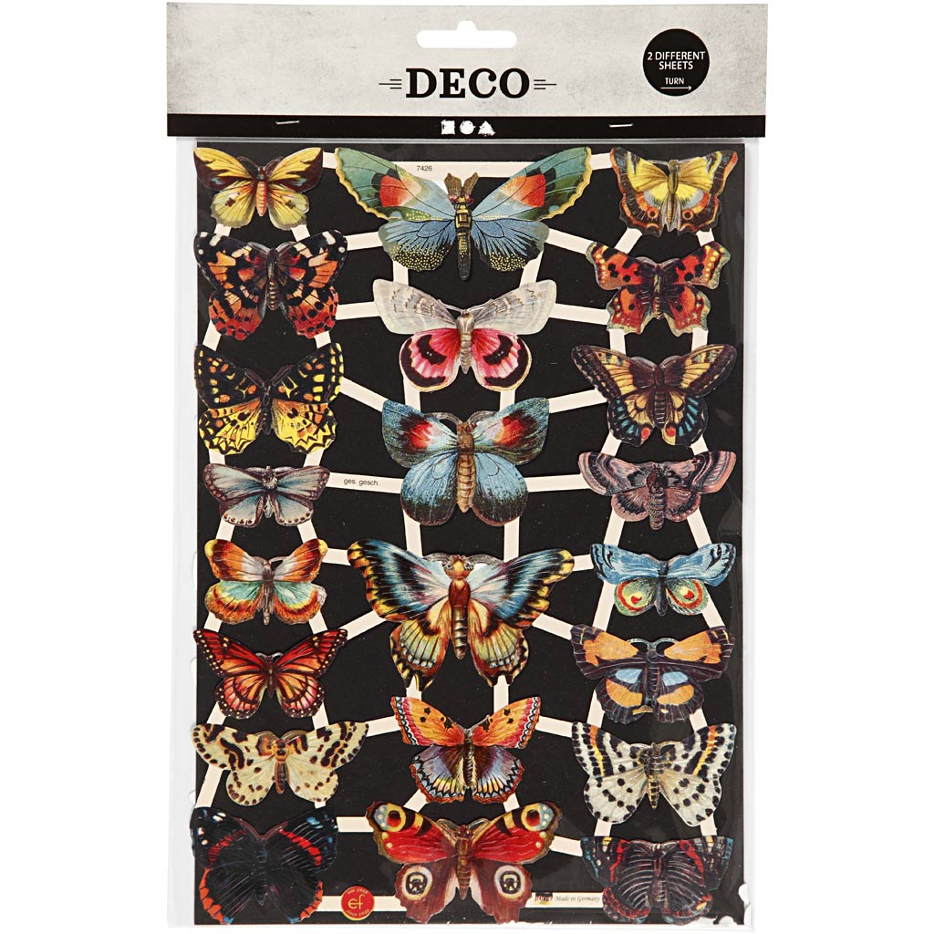 Découpes vintage, papillons, feuille 16,5x23,5 cm, 2 flles/ 1 Pq. [HOB-19352]