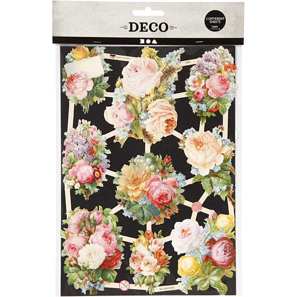 Découpes vintage, roses, feuille 16,5x23,5 cm, 2 flles/ 1 Pq. [HOB-19353]