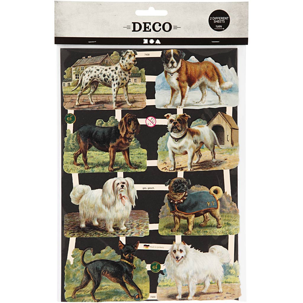 Découpes vintage, chiens, feuille 16,5x23,5 cm, 2 flles/ 1 Pq. [HOB-19358]