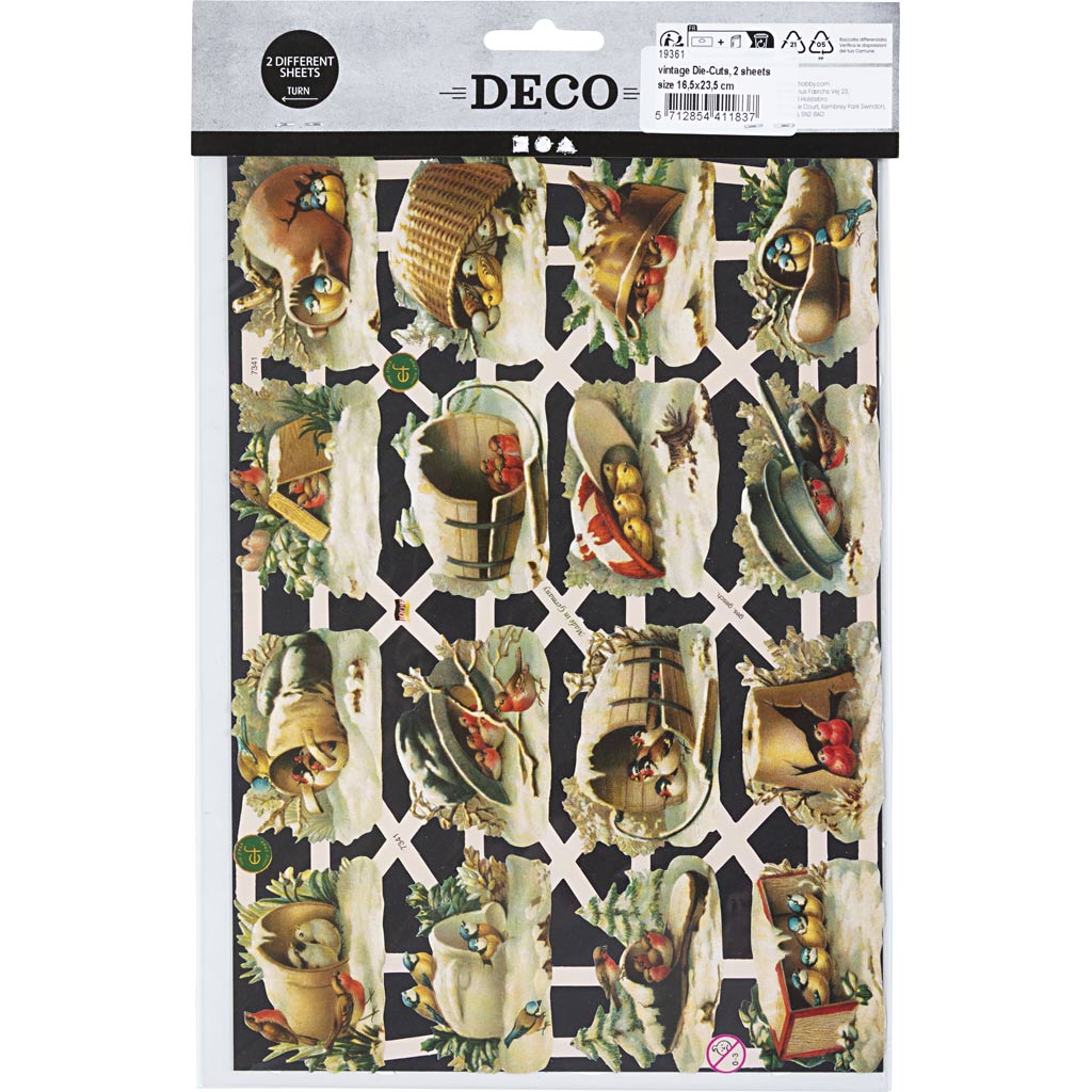 Découpes vintage, oiseaux, feuille 16,5x23,5 cm, 2 flles/ 1 Pq. [HOB-19361]