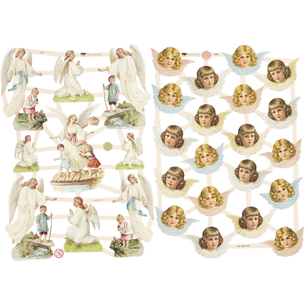 Découpes vintage, Anges nostalgiques, feuille 16,5x23,5 cm, 2 flles/ 1 Pq. [HOB-19364]