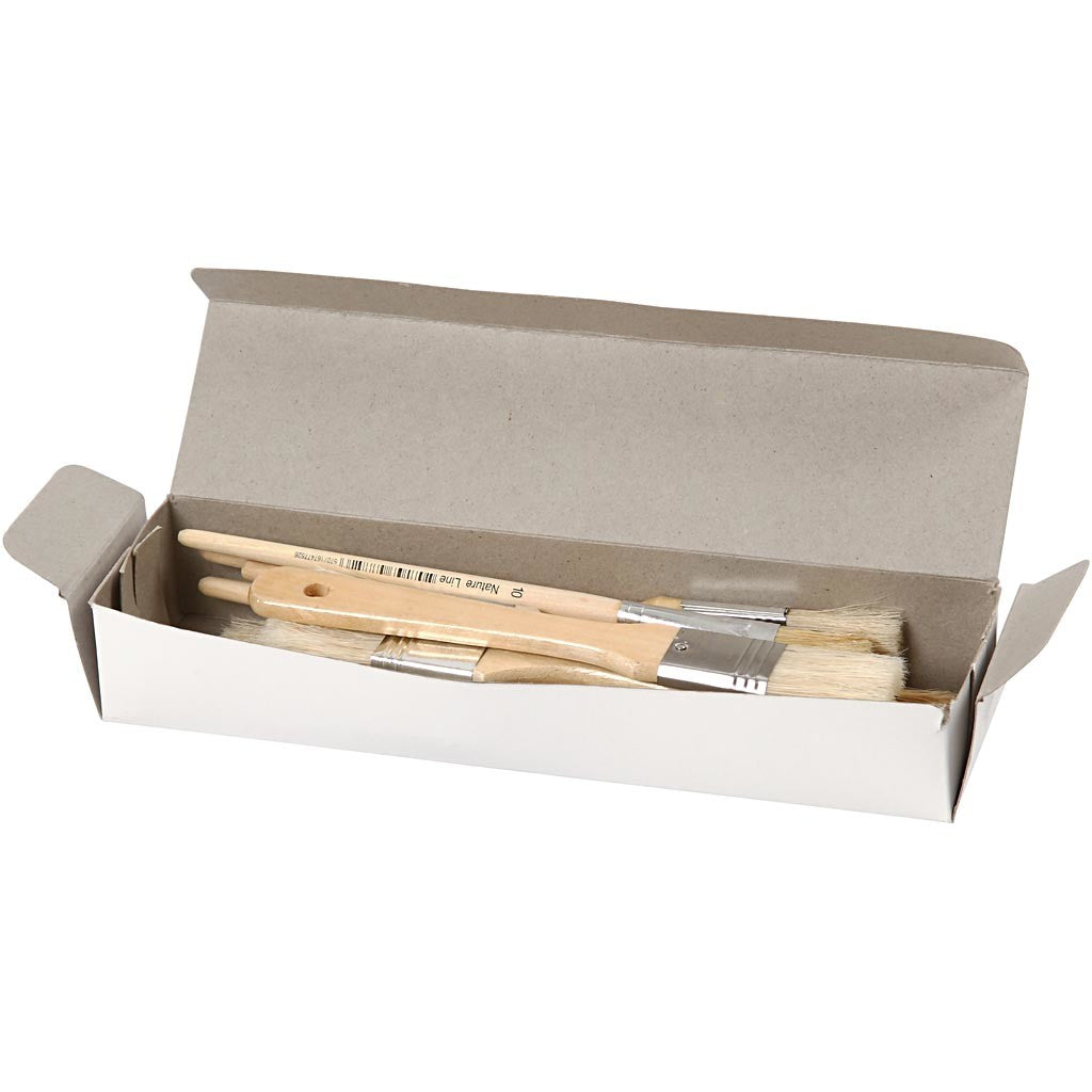 Pinceaux pour vernis, dim. 10+16+25+35+50, L : 18,5-21,5 cm, L : 13-50 mm, Plat, 10 pièces/ 1 Pq. [HOB-10488]