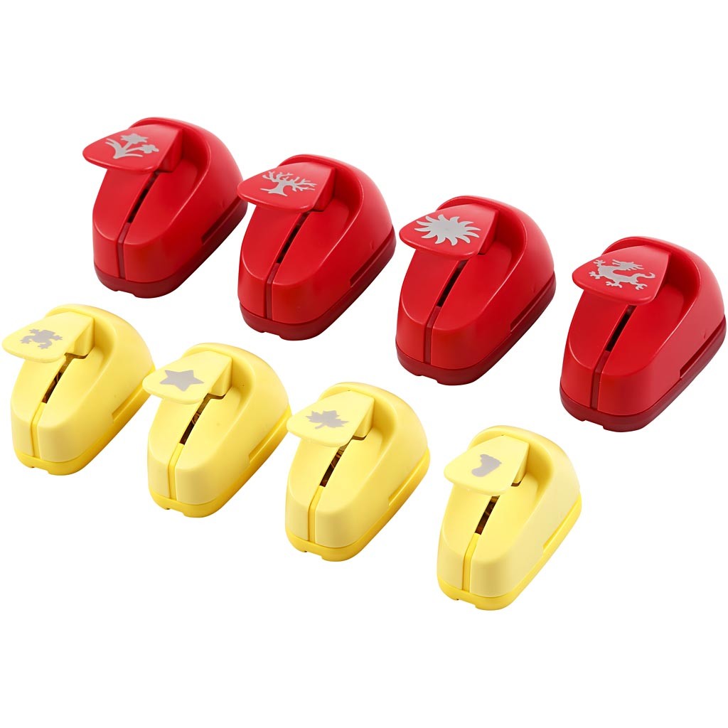 Perforatrices fantaisies, motifs pour toutes l'année, dim. 15+23 mm, 2x4 pièces/ 1 Pq. [HOB-11269]