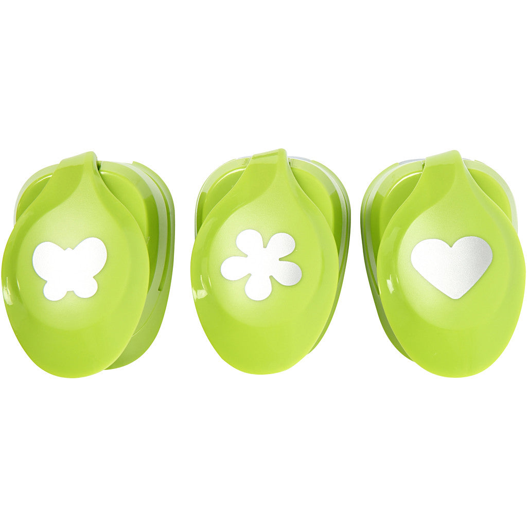 Set de perforatrices, fleur, papillon, coeur, dim. 25 mm, 3 pièces/ 1 Pq. [HOB-11302]