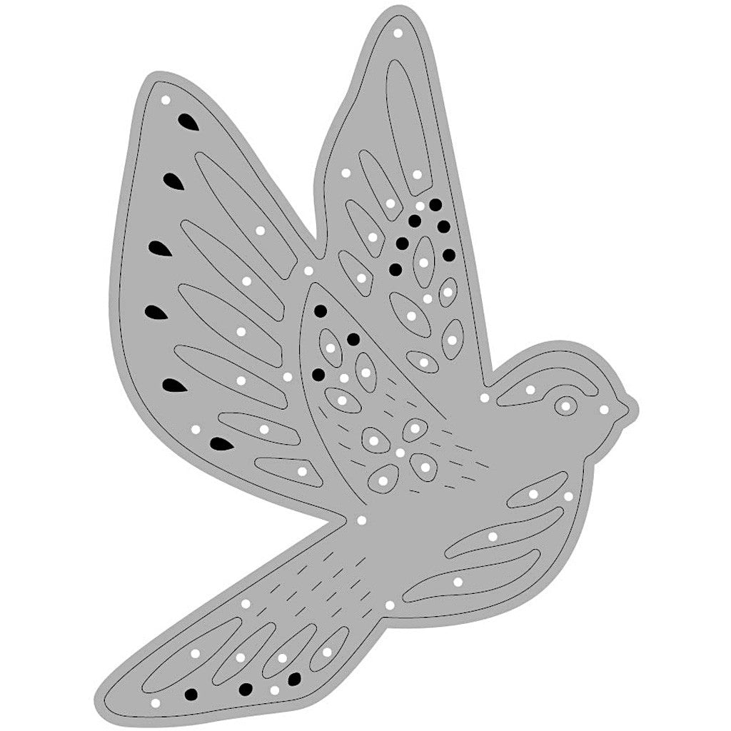 Gabarit de coupe et matrice de découpe, oiseau, dim. 5,6x6 cm, 1 pièce [HOB-11788]