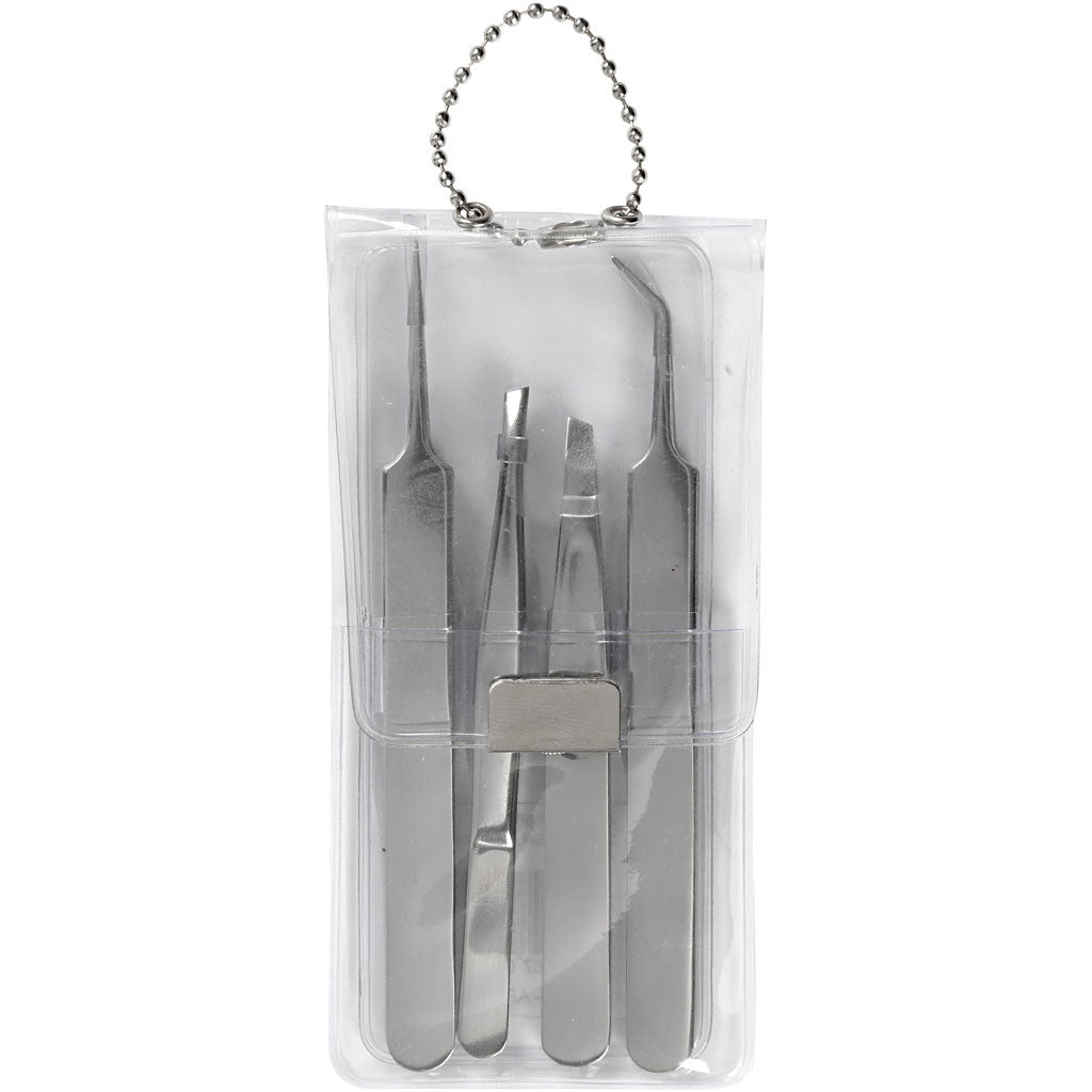 Set de pincettes, L : 9-12 cm, 4 pièces/ 1 Pq. [HOB-13066]