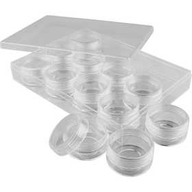 Coffret de rangement avec pots, H : 20 mm, d 35 mm, 10 ml, 12 pièces/ 1 set [HOB-13187]
