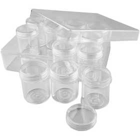 Coffret de rangement avec pots, H : 47 mm, d 37 mm, 35 ml, 12 pièces/ 1 set [HOB-13189]