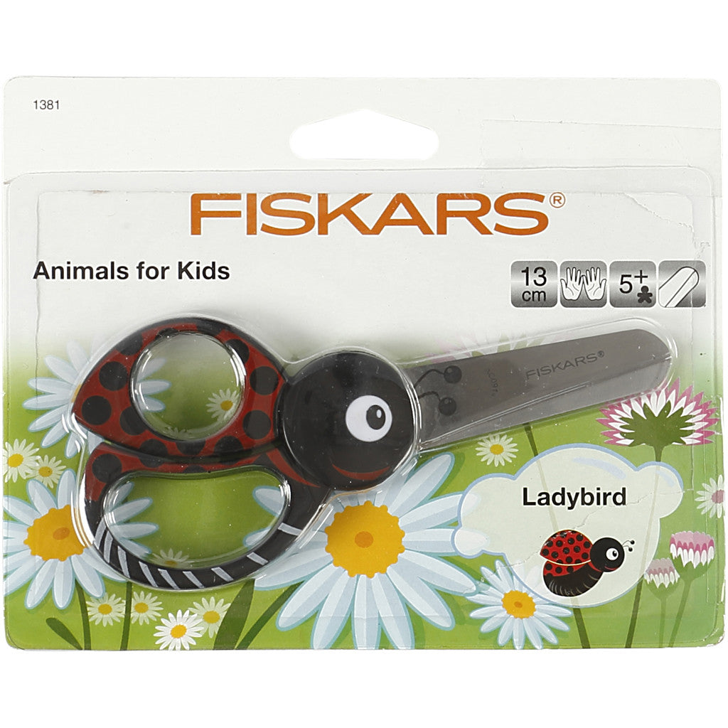 Fiskars Ciseaux Animaux pour Enfants, Coccinelle, L : 13 cm, 1 pièce [HOB-1381]